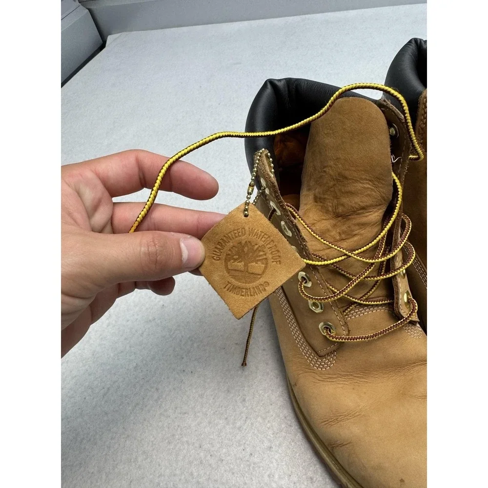 Timberland Boots Mens Size 10 Wheat Nubuck Leather 6 Inch Work Waterproof 10061